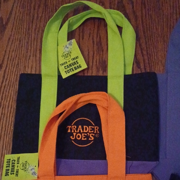 Trader Joe's Halloween Fall Canvas Tote Bag Set - Orange, Black, Purple, Green - Picture 6 of 6